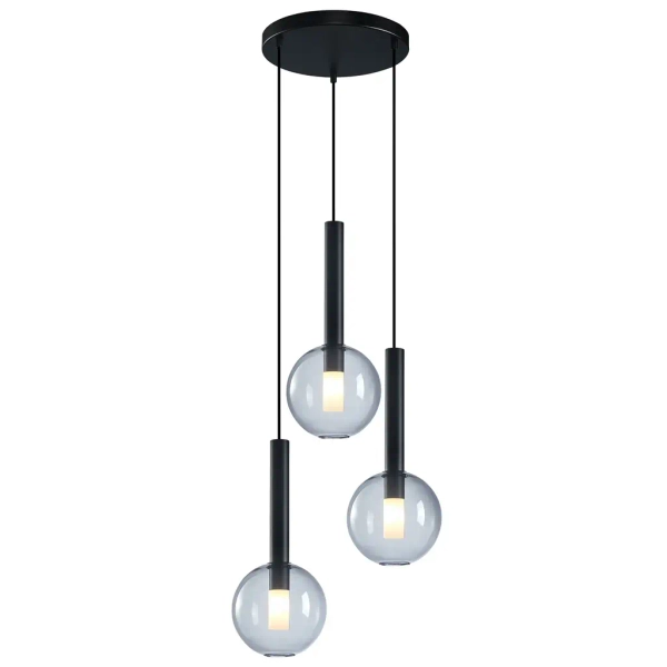 Potrójny szklany żyrandol NIKO BLACK ML0333 do salonu czarny