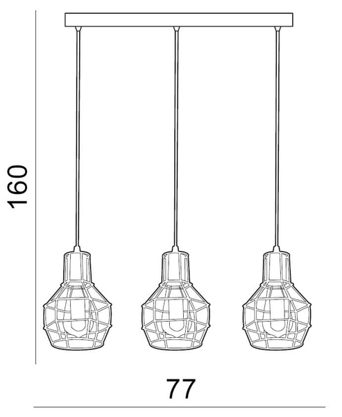Druciana lampa wisząca Carron metalowa czarna miedziana