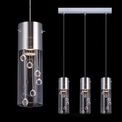 Glamour LAMPA wisząca CORDELL MDM1835-3 Italux szklana OPRAWA z kryształkami ZWIS tuby chrom przezroczyste