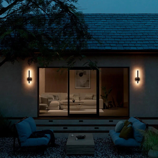 Podłużny kinkiet ogrodowy Nocar KL-NOCAR-M-BK LED 20W 4000K IP44 czarny