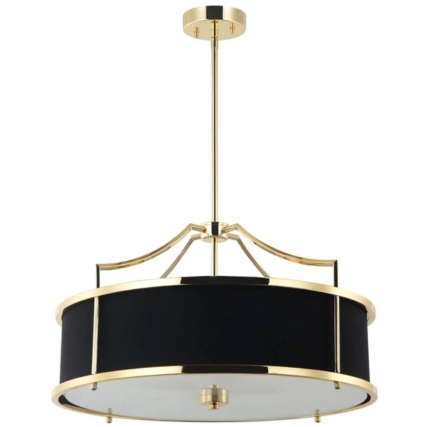 LAMPA wisząca Stanza Gold Nero M Orlicki Design okrągła OPRAWA w stylu klasycznym abażurowa czarna złota