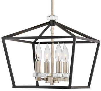 Pałacowa lampa wisząca QN-STINSON-4P-M-BK czarna nikiel