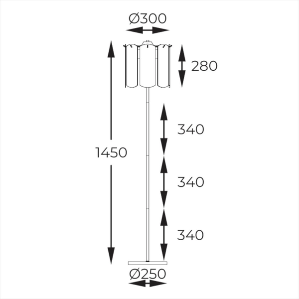 Podłogowa lampa szklana Nira ML3523-3-EGN Zumaline złoty przezroczysty