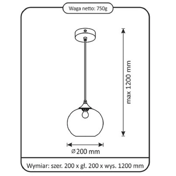 Loftowa LAMPA wisząca EMPIRA 318084 Polux szklana kula ZWIS do jadalni chrom