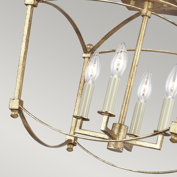Metalowa lampa sufitowa QN-THAYER-SF-ADB candles antyk złota