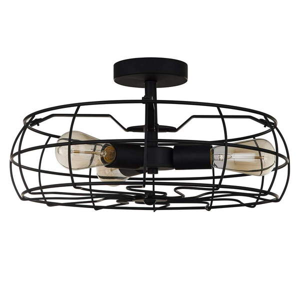 Industrialna LAMPA sufitowa RAYO MXM-2580/3 BK Italux druciana OPRAWA metalowa PLAFON wiatrak wentylator loft drut czarny