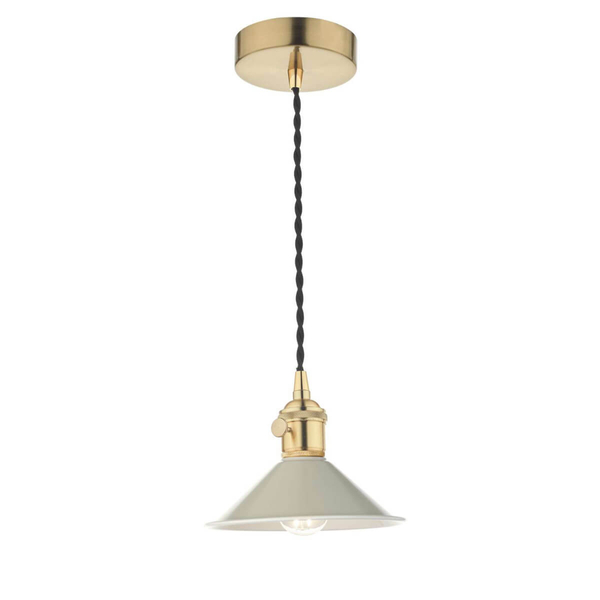 Materiałowa lampa wisząca Hadano HAD0140-06 Dar Lighting szara mosiądz