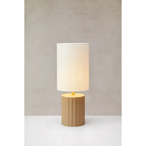 Lampa stołowa Can 108830 metalowa bawełniana do sypialni biała beżowa