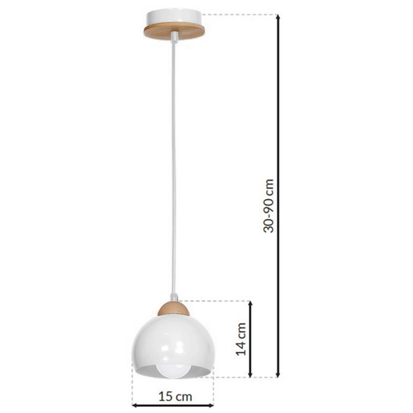 LAMPA wisząca DAMA MLP6440 Milagro skandynawska OPRAWA metalowy ZWIS kopuła drewno biała