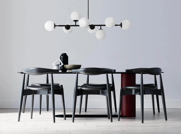 Modernistyczna lampa sufitowa DORADO LP-002/8P BK Light Prestige oprawa loftowa metalowa molekuły czarne białe