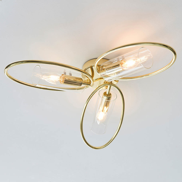 Sufitowa lampa do salonu Amari 97228 szklana mosiądz przezroczysty