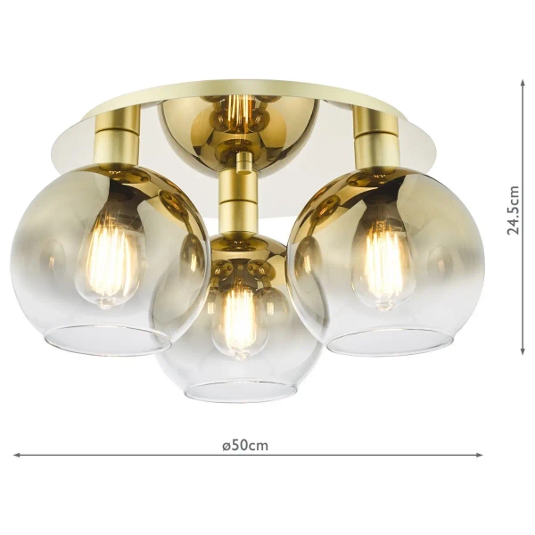 Sufitowa lampa na przedpokój Lycia LYC5335 szklana kule złoty