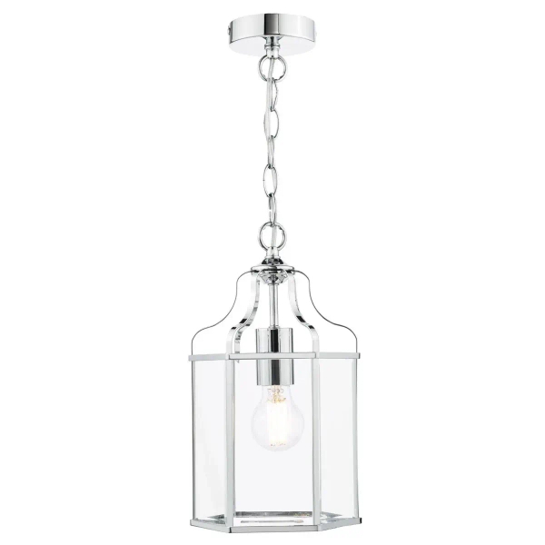 Wisząca lampa do salonu na łańcuchu szklany chrom Aled OUTLET