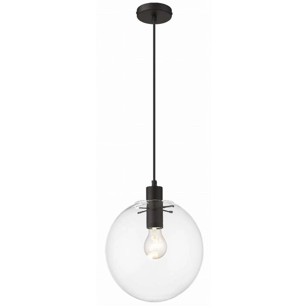 Loftowa LAMPA wisząca PUERTO LP-004/1P M BK Light Prestige skandynawska OPRAWA szklany ZWIS kula ball przezroczysta czarna
