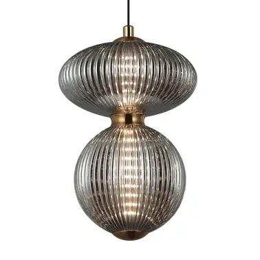 Szklany żyrandol do jadalni Nico PND-8545-2B-AB-SG czarny mosiądz