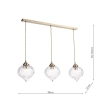 Potrójna wisząca lampa Mya MYA0375 do jadalni szklana mosiądz