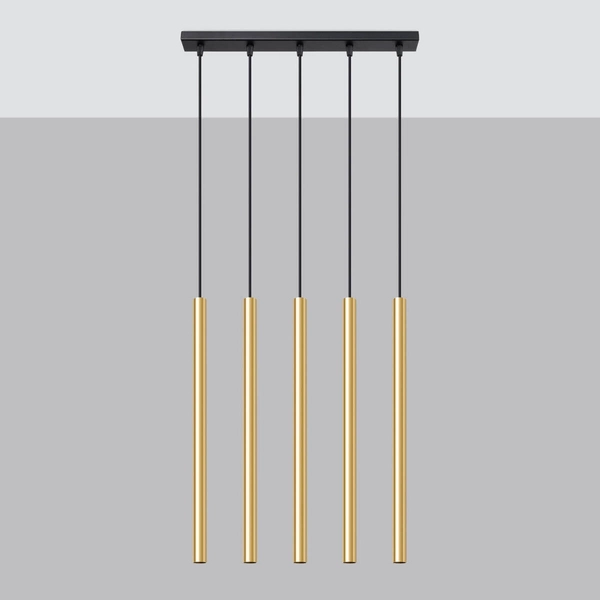 Wisząca lampa na belce Pastelo SL.1198 sople czarna złota