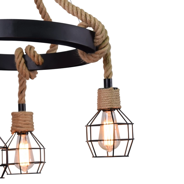 Druciany zwis ring ROPE ALEGRA 312495 rustykalny żyrandol czarny