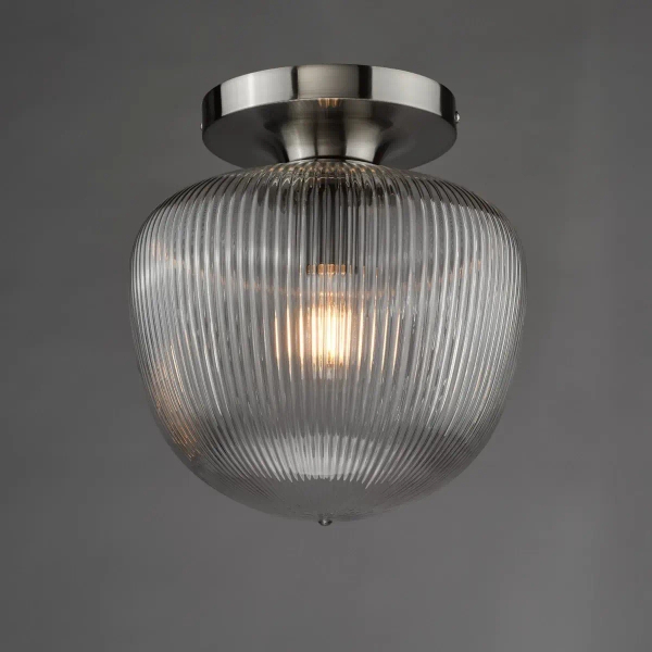 Szklana lampa sufitowa do jadalni Abrielle ABR5208 ryflowany nikiel