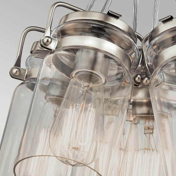 Zwisająca lampa Brinley KL-BRINLEY6-NI Kichler szklana przezroczysta nikiel