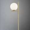 Modernistyczna LAMPA podłogowa NYXIS DL108402000 Trio metalowa OPRAWA stojąca szklana kula mosiądz biała