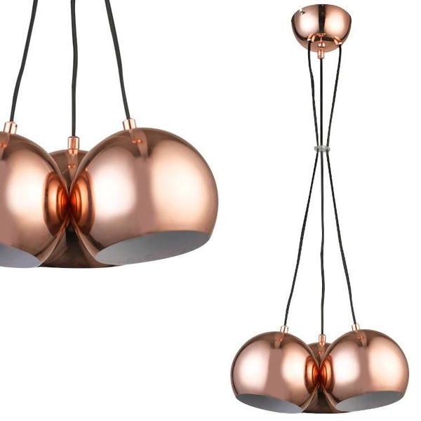 LAMPA wisząca RAME LP-2014/3P Light Prestige industrialna OPRAWA metalowa ZWIS kule balls miedziane