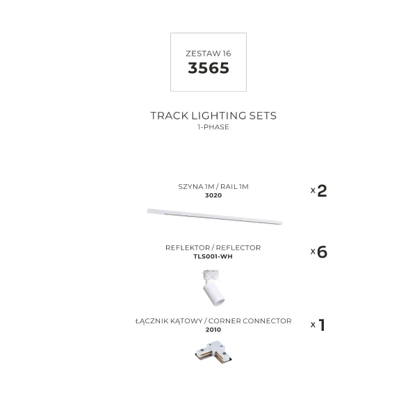 Inteligentny zestaw szynowy 3565 jednoobwodowy kątowy biały