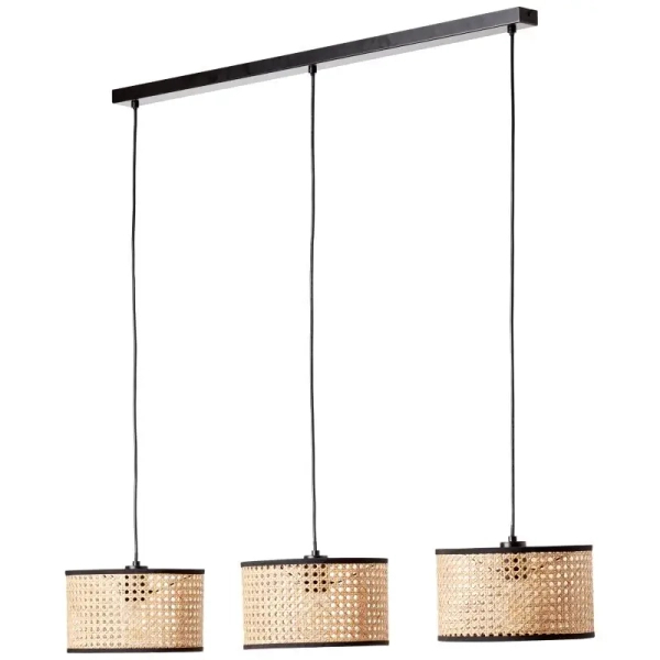 Potrójna lampa wisząca Wiley 99534/09 ratan metalowa brązowa czarna