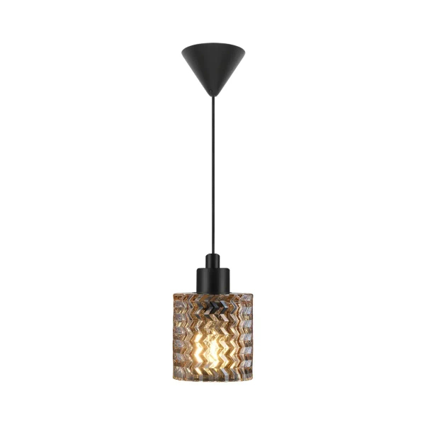 Wisząca lampa nad stół tuba HOLLYWOOD 46483027 szklana bursztynowy czarny