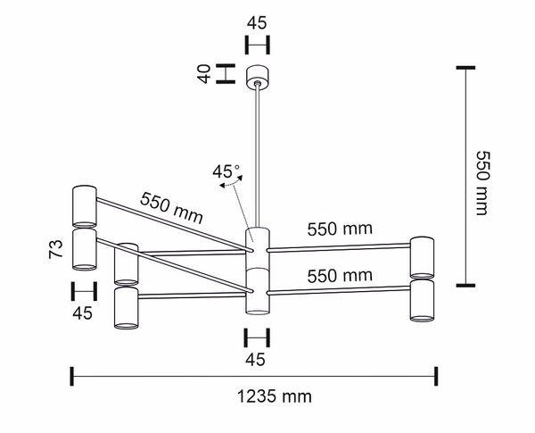 LAMPA sufitowa DAKATA 5638 Shilo metalowa OPRAWA tuby czarne