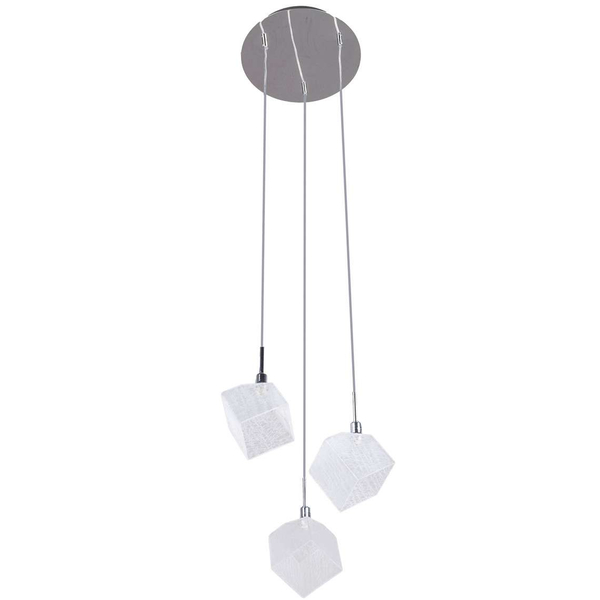 LAMPA wisząca ZEN MD13026003-3B Italux szklana OPRAWA kaskada ZWIS kwadratowy biały chrom