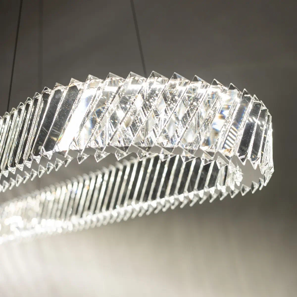 Owalna lampa wisząca LUXORA 11707 LED 40W 3000K kryształowa nikiel