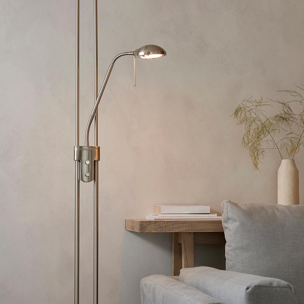 Podwójna lampa podłogowa z regulacją Rome ROME-SC chrom biały