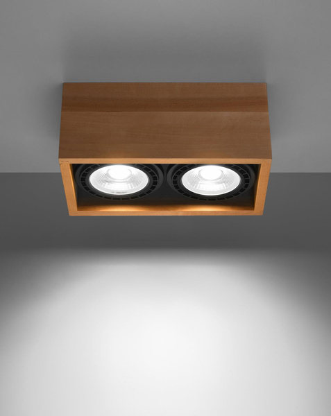 Spot LAMPA sufitowa SL.0916 prostokątna OPRAWA drewniany downlight drewno