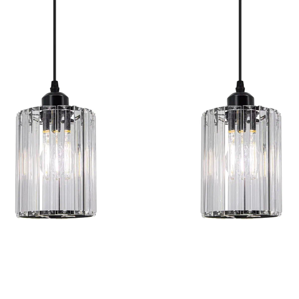 Szklana lampa wisząca 6782/2 BL nowoczesna do biura czarna