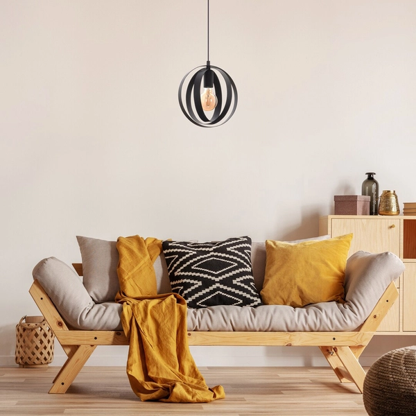 Wisząca lampa jadalniana Cortado 5360 czarna klatka nad stół rings