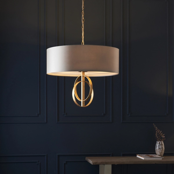 Zwisowa lampa z abażurem L&-195211 Light& na łańcuchu antyczne złoto