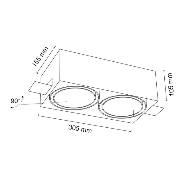 Spot LAMPA sufitowa KOMORO 7328 Shilo prostokątna OPRAWA podtynkowa OCZKO regulowane do zabudowy WPUST biały