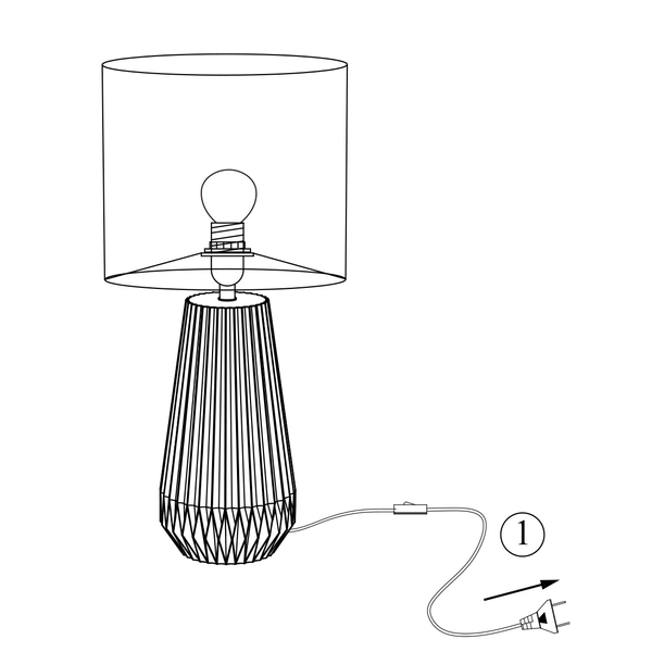 Ceramiczna lampa nocna Nicci 106624 plisowana do sypialni czarna