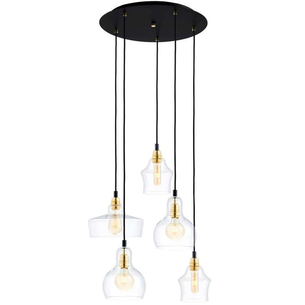 Lofrowa LAMPA wisząca LONGIS 10878505 Kaspa szklana OPRAWA skandynawski ZWIS kaskada złota przezroczysta czarna
