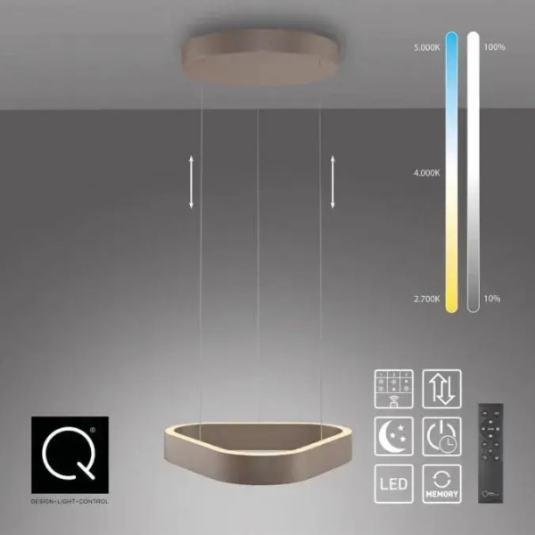 Wisząca lampa ze zmienną barwą Q-STRETTO brązowa 2689-97 1xLED 38W 2200-5000K regulowana