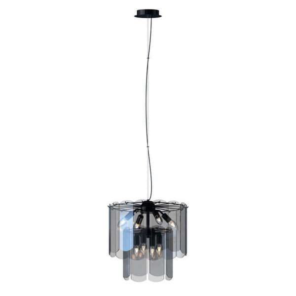 Zwisająca Lampa salonowa Nira MD3523-8M-EBCN szklana przydymiona czarna