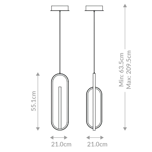 Salonowa lampa wisząca Demark QN-DEMARK-1P-BK LED 28W 3000K owalna czarny