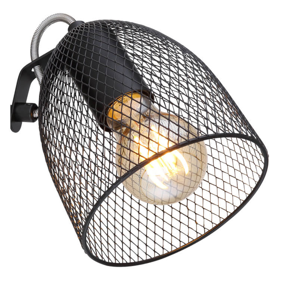 Ścienna lampa ruchoma Josina 54034-1 druciana czarna drewno