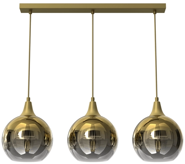 Lampa wisząca potrójna Monte MLP8402 przydymiona złota