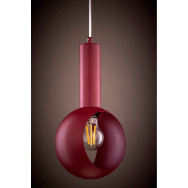 Burgundowa lampa wisząca VITRUM oczko 1xE27 metalowa do jadalni 41636