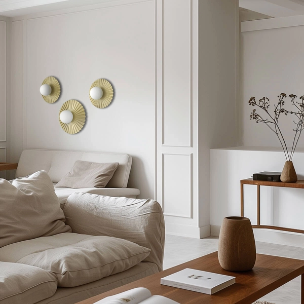 Kulista lampa ścienna Marbella W01418AU Cosmolight szkło muszla biały złoty