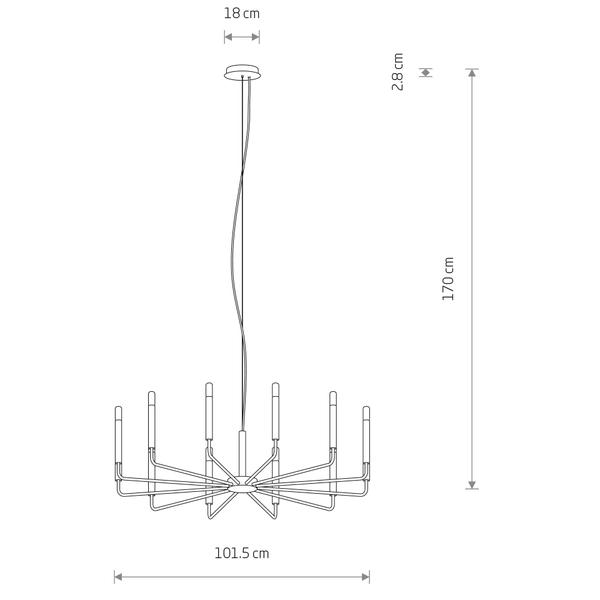 Loftowa lampa wisząca Orto 11464 nad wyspę metalowa czarna