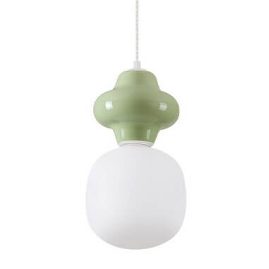 Lampa wisząca do pokoju dziecięcego VILROSA LE44555 ceramiczna biała zielona
