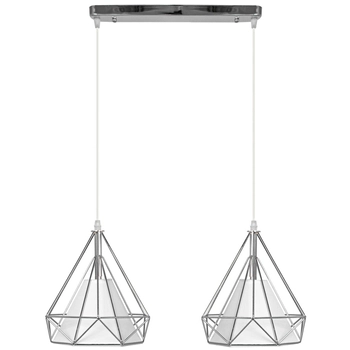 Industrialna LAMPA wisząca 8803/2 ZWIS - 02 Elem loftowa OPRAWA metalowy druciak zwis chrom biały